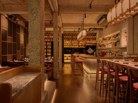 MTMDESIGN x INFUSION LIGHTING – FATBOY IZAKAYA (BANGKOK,THAILAND) - adisornr Izakaya Design, Izakaya Interior, Charcoal Bar, Ramen Restaurant, Ramen Shop, Restaurant Ideas, Restaurant Concept, Community Space, Restaurant Interior Design