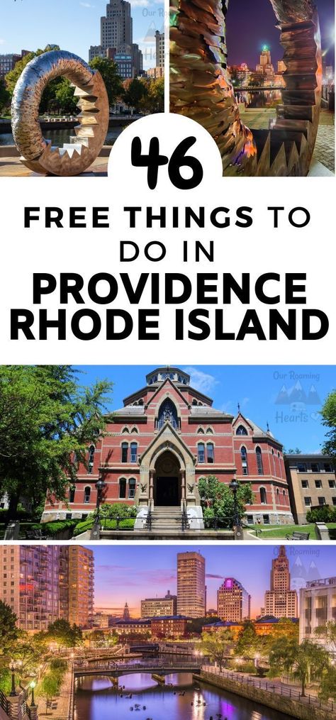 There is so much to do on the water here in Providence Rhode Island and I loved just driving around downtown. Here are over 40 Free things to do in Providence RI #providence #rhodeisland #freethingstodo #ourroaminghearts #thingstodo | Rhode Island | Providence, RI Travel | Things to do in Providence | Frugal Travel Providence | Family Travel Rhode Island Vacation, Rhode Island Travel, Frugal Travel, Connecticut Travel, Staycation Ideas, New England Road Trip, East Coast Travel, East Coast Road Trip, Travel Things