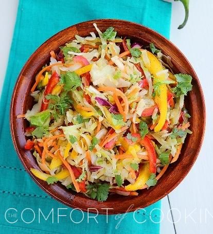 Tangy Tex-Mex Bell Pepper Slaw – The Comfort of Cooking Pepper Slaw, Pepper Cabbage, Broccoli Slaw Recipes, Weekday Recipes, Kfc Coleslaw Recipe, Fennel Slaw, Cilantro Lime Slaw, Red Cabbage Salad, Easy Coleslaw