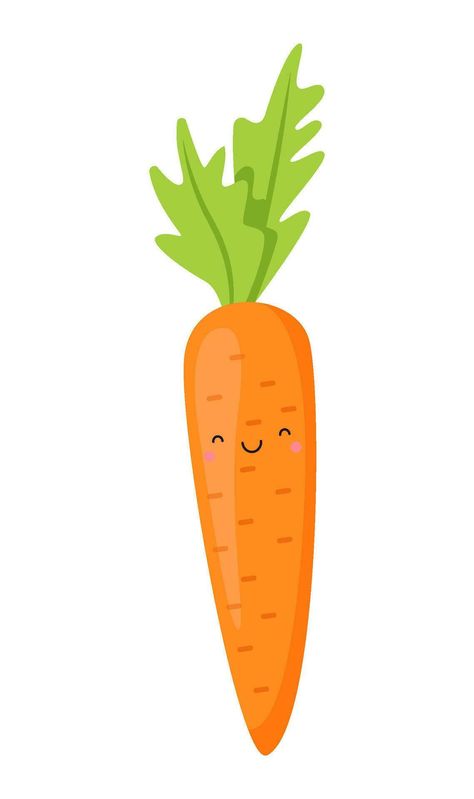 Cute carrot in kawaii style. Clipart image isolated on white background. Carrot Illustration Cute, Carrot Picture, Carrot Clipart, Carrot Drawing, Cute Carrot, Mini Carrots, Kawaii Style, Animated Images, Elegant Hairstyles