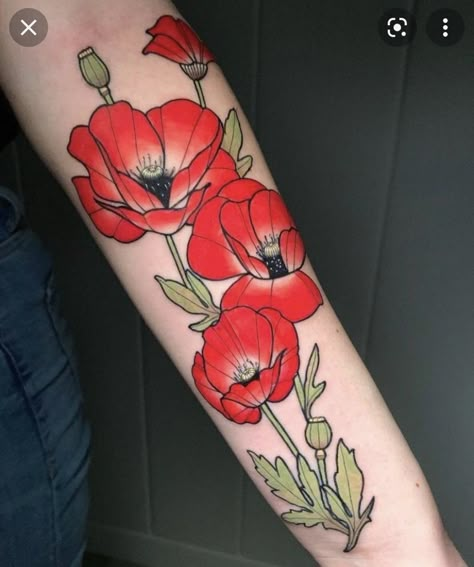 Poppy Tattoo Traditional, Traditional Poppy Tattoo, Hawaiian Flower Tattoos, Poppy Flower Tattoo, Pikachu Tattoo, Her Tattoo, Poppy Tattoo, American Traditional Tattoo Ideas, Traditional Tattoo Ideas