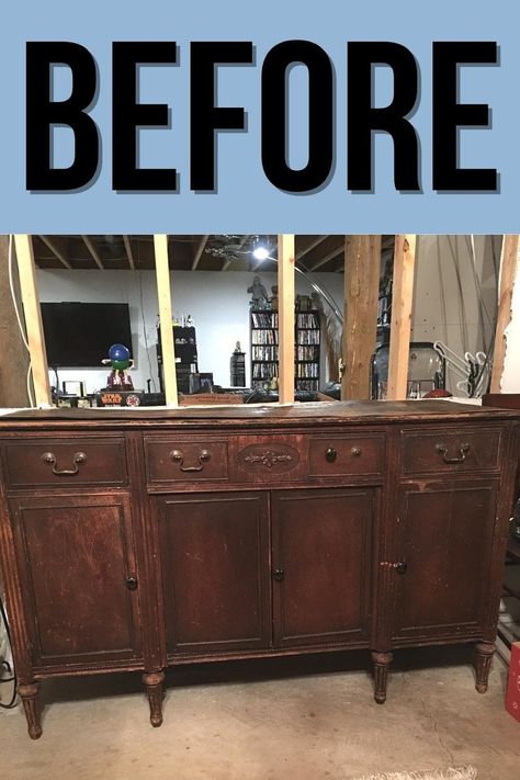 Buffett To Bathroom Vanity, Vintage Vanity Bathroom Ideas, Antique Cabinets In Bathroom, Old Dresser For Bathroom Vanity, Sideboard Sink Bathroom, Old Dresser Bathroom Vanity Farmhouse, Bathroom Vanities Made From Old Dressers, Recycled Vanity Bathroom, Upcycled Furniture Bathroom Vanity