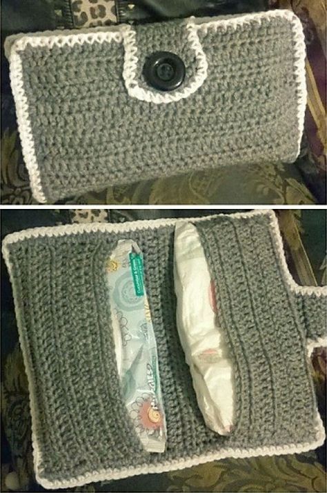 Easy Diaper & Wipes Case - Free Pattern Crochet Diaper Bag, Baby Doll Diaper Bag, Chunky Crochet Blanket Pattern, Baby Wipe Case, Crochet Baby Gifts, Baby Shower Gift Ideas, Baby Gift Ideas, Shower Gift Ideas, Granny Square Crochet Patterns Free