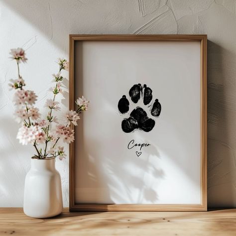 Custom Paw Print Portrait in 2024 | Paw print art, Paw print, Pet paw print #Photos_With_Pets_Ideas #Animal_Picture_Frames #Pet_Wood_Signs #Cat_Paw_Print_Painting Animal Picture Frames, Paw Print Dog Art, Paw Print Gifts, Diy Gift For Dog Lover, Dog Paw Print Ideas, Dog Print Painting, Dog Nose Print Art, Dog Paw Print Art Diy, Dog Frame Ideas