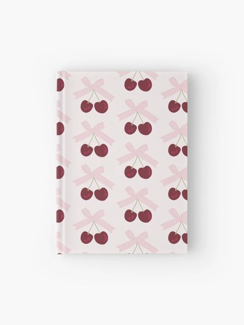 "cherries knot ribbon aesthetic dollette coquette pink red" Hardcover Journal by maoudraw | Redbubble Channel Handbags, Aesthetic Notebook Cover, Ribbon Aesthetic, Red Journal, Coquette Design, Dollette Coquette, Smart Girl, Notebook Cover Design, Coquette Pink