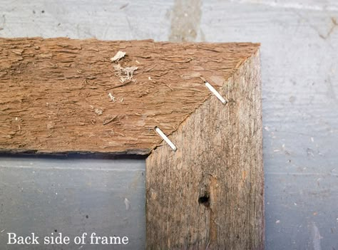 Barnwood Frames Diy, Diy Rustic Frames How To Make, How To Make A Wood Picture Frame, Farmhouse Frames Diy, Rustic Diy Picture Frames, Rustic Frames Diy, Diy Rustic Frame, How To Make Picture Frames Diy Simple, Rustic Frames Ideas