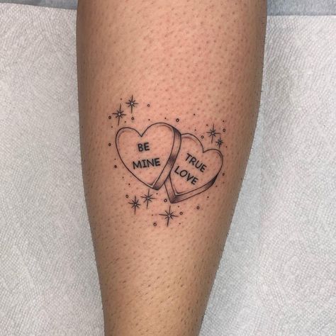 Candy Hearts Tattoo, Candy Tattoo, Inner Arm Tattoos, Hearts Tattoo, Tattoo Heart, Candy Hearts, Valentine Candy, Great Tattoos, Best Candy