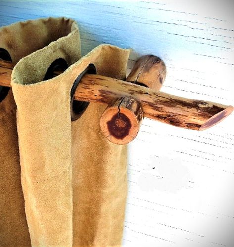 Cedarsdreams - Etsy Diy Rustic Curtains Ideas, Curtains For Log Cabin, Cabin Curtain Ideas, Rustic Curtain Ideas, Rustic Living Room Curtains, Unique Curtain Rod Ideas, Rustic Drapes, Curtain Rods Wood, Curtain Rod Ideas