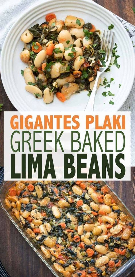 This healthy lima bean recipe with added veggies is a one stop meal. Gigantes Plaki is loaded with protein, perfect for all ages and so flavorful! #limabeanrecipes #greekrecipes via @veggiesdontbite Baked Lima Beans, Gigantes Plaki, Lima Bean Recipes, Bean Recipe, Lima Bean, Pistachio Cake, Lima Beans, Baked Beans, Healthy Vegetarian