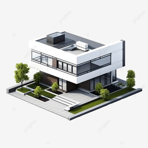 isometric minimalist modern home modern minimalist isometric png Single House Design, Modern Facade, Tui Bird, Single House, Bungalow Style House Plans, 3d House Plans, Plans Architecture, Building Company, Paris Home