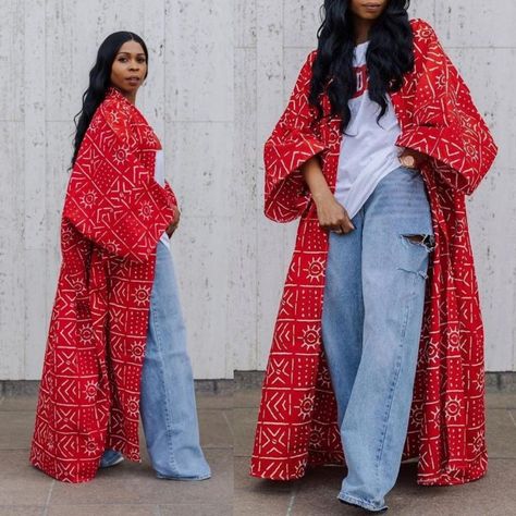 Style A Kimono Outfits, Casual Nigerian Outfits, Kimono Ankara, African Kimono, Kimono Outfit, Mode Kimono, Afrikaanse Mode, African Inspired Fashion, Ankara Dress