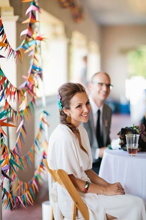 Diy Party Bunting, Bunting Ideas Unusual, Wedding Bunting Ideas, Homemade Bunting, Globe Wedding, Paper Wedding Decorations, Colorful Wedding Decor, Minnesota Garden, Dome Wedding