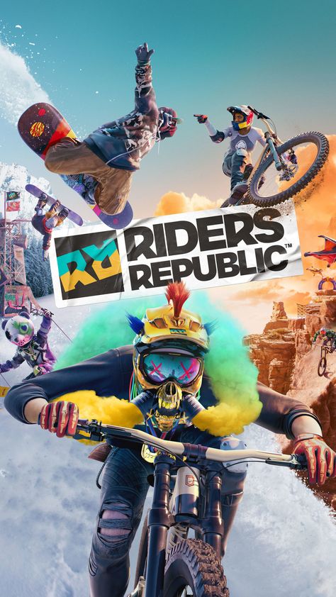 Riders Republic Game Poster 4K Ultra HD Mobile Wallpaper. Riders Republic Wallpaper, Riders Republic, Poster Game, Mammoth Mountain, American National Parks, Game Wallpaper, Ps5 Games, Open World, Game Poster