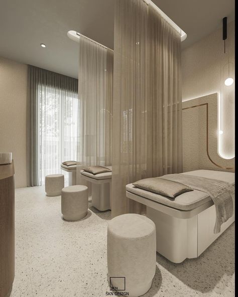 Medspa Bathroom Ideas, Aesthetician Clinic Design, Spa Changing Room Design, Beige Salon Aesthetic, Neutral Lash Room, Luxury Lash Studio, Luxury Aesthetic Clinic, Beige Beauty Salon, Salon Opening Party Ideas