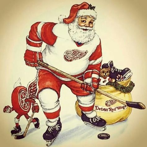 Red Wings Santa!! Hockey Santa, Backyard Rink, Hockey Christmas, Detroit History, Michigan Girl, Michigan Sports, Detroit Sports, Bruins Hockey, Detroit City