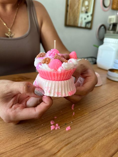 Donut Candle, Donut Candles, Cupcake Candle, Pink Donut, Pink Donuts, Basic Drawing, Incense, Donuts, Cupcake