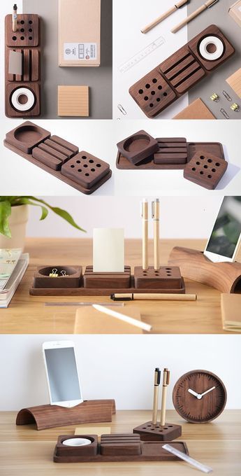 Wood Desk Accessories, Modular Desk Organizer, Desk Tidy Ideas, Office Wood Desk, Desk Organizer Ideas, Diy Storage Drawers, Diy Desktop Organizer, Diy Desk Organization, Diy Desk Organizer