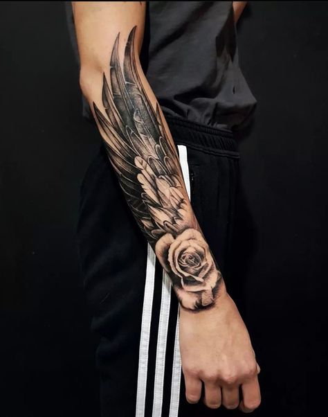 Angel Wings Tattoo Forearm Women, Angel Wing Forearm Tattoo, Angel Wings Tattoo Sleeve, Angel Wing Tattoo On Arm, Angel Wings Tattoo Forearm, Forearm Wing Tattoo, Wing Tattoo Arm, Wing Tattoo Men, Wing Tattoos