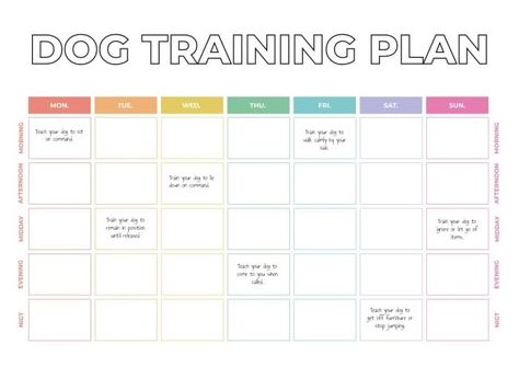 Colorful Grid Dog Training And Goals Weekly Schedule Weekly Schedule Template, Animal Therapy, Therapy Animals, Schedule Templates, Schedule Design, Weekly Schedule, Schedule Template, Training Plan, Start Now