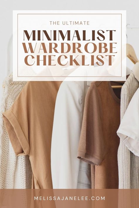 neutral colored clothing on a rail Minimalist Style Aesthetic Outfits, Women Essentials Wardrobe, Minimize Closet Minimalist Wardrobe, Styling With Kenzie Minimalist, Wardrobe Guide Women, Minimalist Closet Women, Minimalist Closet Checklist, Womens Minimalist Wardrobe, Minimalist Fashion For Women