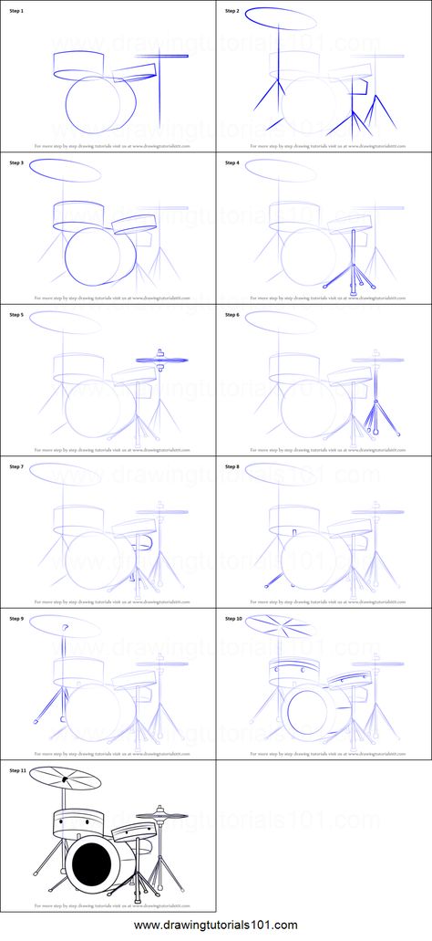 Drums Reference Pose, How To Draw A Drum Set, Drum Drawing Reference, How To Draw Musical Instruments, Drum Sketch Drawings, Drummer Pose Reference Drawing, Band Instruments Drawing, How To Draw Drums, Drummer Reference Drawing