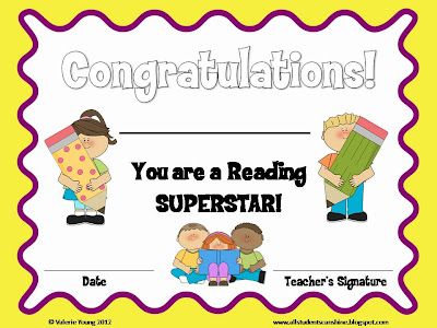 Classroom Freebies Too: Reading Certificate Reading Awards Certificate, Reading Certificate, School Award Certificates, Reading Certificates, Teaching Rules, Nursing School Scholarships, Superhero Classroom Theme, Kindergarten Portfolio, Kids Awards