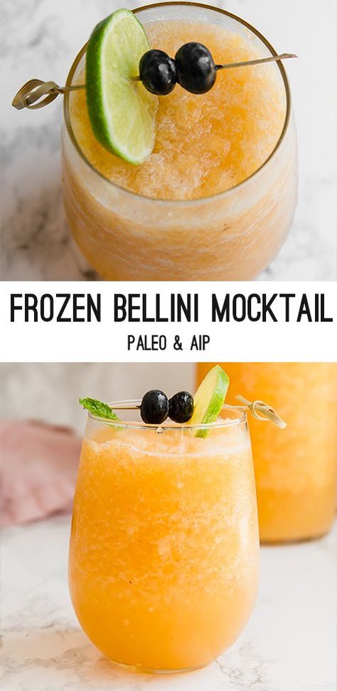 This peach bellini mocktail is the perfect summer refresher! It has no alcohol, no refined sugar, and is made with all real ingredients. Peach Bellini Mocktail, Bellini Mocktail, Frozen Peach Bellini, Unbound Wellness, Peach Syrup, Peach Bellini, Mocktail Recipe, Real Ingredients, Non Alcoholic Drinks