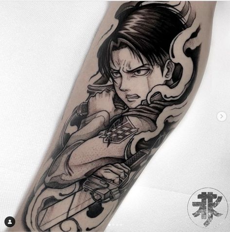 Levi Tattoo, Tatuaje Studio Ghibli, Titan Tattoo, Attack On Titan Tattoo, Dragon Tattoo Art, Tattoo Anime, Manga Tattoo, Geek Tattoo, Spooky Tattoos