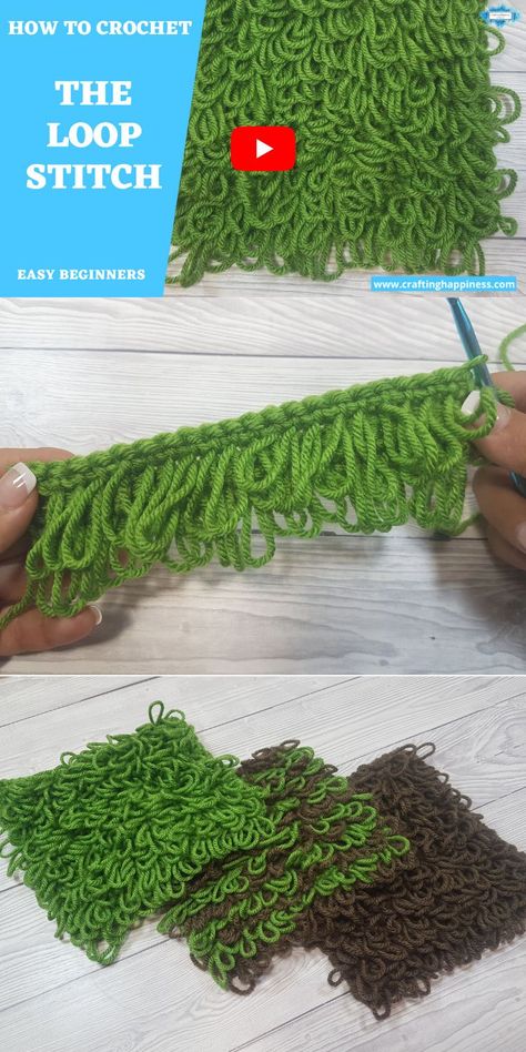 Loopy Crochet Stitch, Crochet Loop Stitch, Loop Stitch Crochet, Crochet Texture, Crochet Loop, Cute Crochet Ideas, Loop Stitch, Crochet Stitch Patterns, Crocheted Stuff