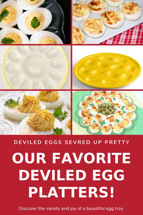 Explore our FAVORITE deviled egg platters because those yummy appetizers deserve their own amazing serving tray. Deviled eggs are the joy of any spring or festive occasion. Make them pretty with a gorgeous tray or platter. What To Serve With Deviled Eggs, Egg Platter Ideas, Deviled Egg Presentation Ideas, Deviled Egg Platter Ideas, Deviled Eggs Tray, Deviled Eggs Presentation, How To Display Deviled Eggs, Deviled Eggs Platter, Deviled Egg Display Ideas