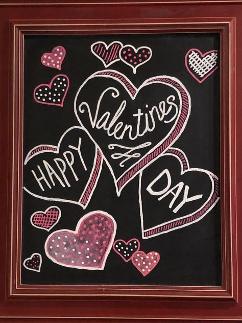 Valentines Board Ideas, Valentines Chalk Art, Valentines Day Chalkboard Ideas, Valentines Chalkboard Design, Valentines Window Art, February Chalkboard Art, Valentine’s Day Whiteboard Ideas, Valentines Day Chalkboard Art, Valentines Chalkboard Art