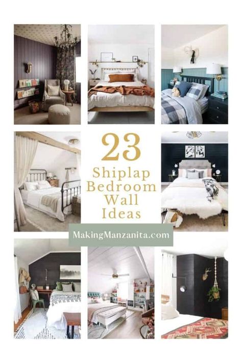 Small Bedroom Inspo Cozy, Shiplap Bedroom Wall, Bedroom Inspo Cozy, Modern Cottage Bedroom, Bedroom Wall Ideas, Shiplap Bedroom, Painting Shiplap, Shiplap Accent Wall, Bedroom Design Inspiration