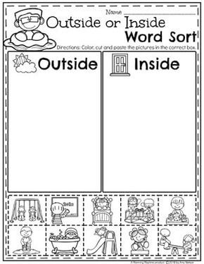 Kindergarten Math Worksheets - Measurement and Data Sorting Inside or Outside #kindergartenmath #measurement #mathworksheets #kindergartenworksheets #measurementworksheets Back To School Themes, Preschool Back To School, Back To School Worksheets, Word Sorts, Kindergarten Math Worksheets, School Worksheets, Preschool Lessons, Toddler Learning Activities, School Themes