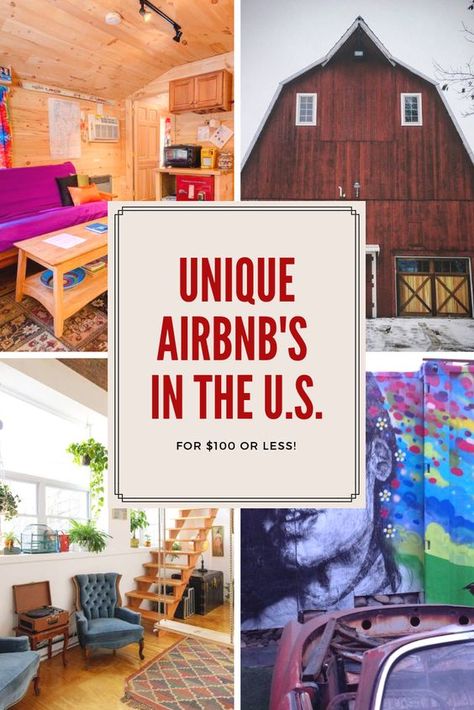 12 Unique Airbnb's in the U.S. ($100 OR LESS) Airbnb Unique Ideas, Usa Beautiful Places, Unique Airbnb Ideas, Average Apartment, Unique Airbnb, Unique Stays, Top Honeymoon Destinations, Cool Places, White Clothes