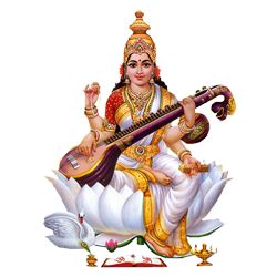 This Saraswathi Ma - Goddess of Wisdom & Learning.  As an educator, she's my favorite Goddess.  I'm not Hindu, but I am from India (Hindustani) and just love the Philosophy Scientific Sense, Spirituality, Tolerance, and Loyalty that the Hindus have taught me to revere and respect.  I ask Saraswathi for guidance when I'm having writer's block, or need creative inspiration & ideas. Saraswati Png, Saraswathi Devi Images, Saraswathi Devi, Saraswati Picture, Saraswati Mata, Devi Images, Saraswati Devi, Hanuman Images, Photoshop Pics