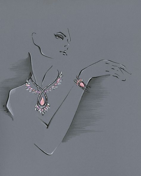 DeBeers High Jewelry 2020 on Behance Jewelry Art Drawing, Diamond Necklace Drawing, Earrings Drawing Sketch, Jewelry Illustration Design, Jewelry Illustration Art, Jewellery Design Drawing, Jewelry Digital Art, Accessories Design Portfolio, Jewelry Drawings