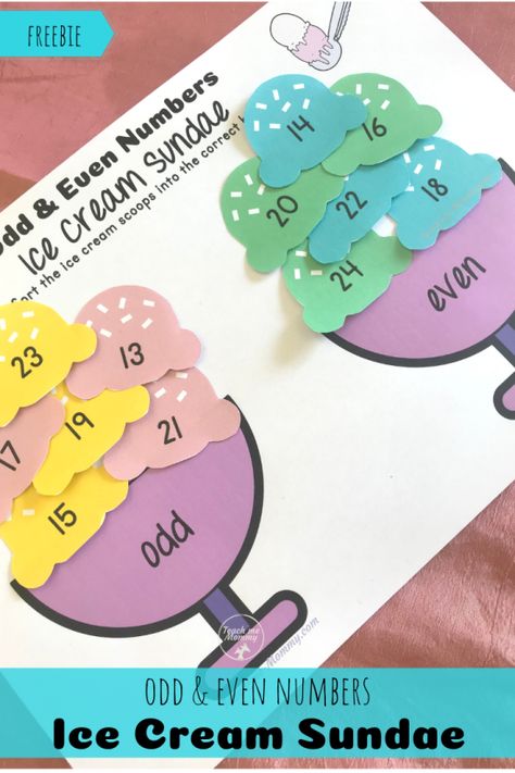 Ice Cream Sundae Odd and Even Numbers #freebie #freeprintable #numbers #teaching Odd Even Activities, Teaching Odd And Even Numbers, Odd And Even Numbers Project, Maths Activity For Class 2nd, Even Odd Activities, Odd Even Numbers Activities, Maths Project For Class 1, Even Numbers Activities, Even And Odd Numbers Activity