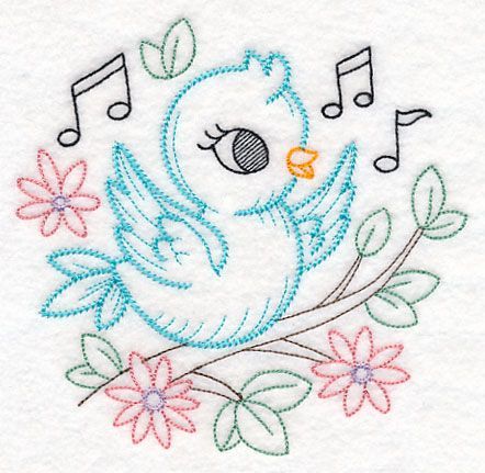 Playful Bird (Vintage) design (M10753) from www.Emblibrary.com Library Embroidery, Vintage Embroidery Transfers, Birds Embroidery Designs, Hungarian Embroidery, Crewel Embroidery Kits, Embroidery Transfers, Embroidery Patterns Vintage, Learn Embroidery, Bird Embroidery