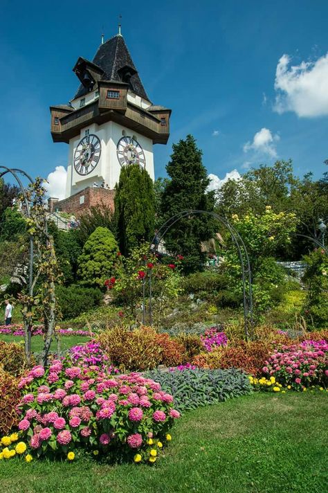 Clock Tower in Graz - Styria, Austria Styria Austria, Graz Austria Aesthetic, Austria Aesthetic, Graz Austria, Adventure Travel Explore, Landlocked Country, Europe Photos, Austria Travel, Exotic Places