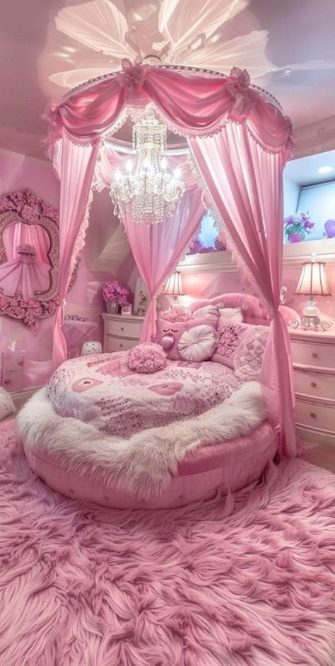 Bold Wall Colors, Girly Pink Bedroom, Fancy Bedroom, Dream Bedroom Inspiration, Colorful Bedding, Pink Room Decor, Dream Apartment Decor, Girly Room, Cute Bedroom Decor