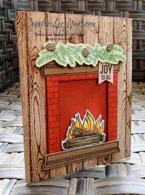 Festive Fireplace by Wendy Lee, #creativeleeyours, Stampin' Up!,Christmas Card Fireplace Cards, Festive Fireplace, Homemade Holiday Cards, Happy Holidays Card, Fireplace Christmas, Happy Holiday Cards, Christmas Card Inspiration, Classy Christmas, Window Cards