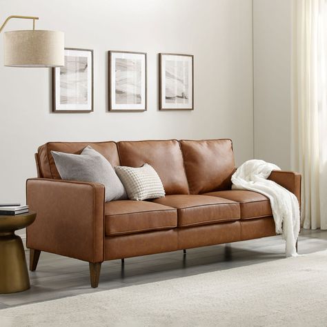 This Hillsdale Jianna Faux Leather Sofa originally $649 dropped to just $349 at Walmart. You save 46% off the retail price for this faux leather sofa. Plus, this item ships free. We could not find this sofa for less online. The Hillsdale Jianna Sofa features a modern farmhouse design, faux leather upholstery, seating for 3, […] Leather Couch Repair, Faux Leather Couch, Leather Couches Living Room, Brown Leather Couch, Scandinavian Sofas, Cool Couches, Faux Leather Sofa, Brown Leather Sofa, Corner Sofa Set