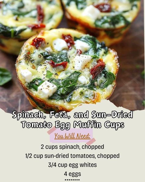 Homemade Recipes Muffin Cups Recipes, Chia Pudding Breakfast, Egg Muffin Cups, Tomato Egg, Pan Chicken Fajitas, Egg Muffin, Spinach Feta, White Mocha, Cooking Spray