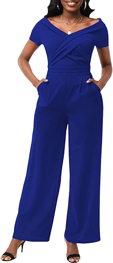 Elegant Romper Classy, Dark Blue Jumpsuit Formal, Jumpsuits For Women Classy Casual, Jumpsuit For Work, Jumpsuits For Women Classy, Womens Dressy Jumpsuits, Dark Blue Jumpsuit, Dressy Jumpsuits, African Jumpsuit