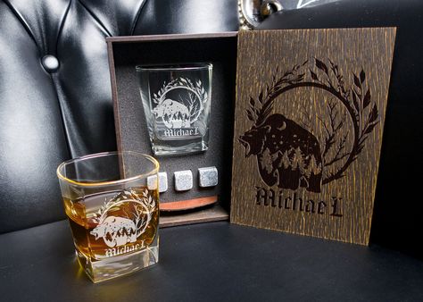 Whiskey Gift Set, Personalized Coaster, Personalized Whiskey Glass, Leather Coaster, Groomsmen Gift Set, Lion Gifts, Whiskey Stones, Personalized Whiskey, Rustic Wedding Guest Book