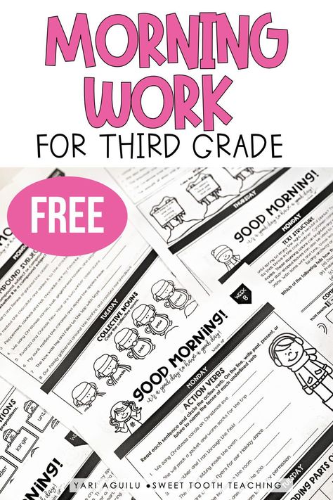 Any effective classroom morning routine should include meaningful morning work of some type. Try this free morning work for third grade, then check out my additional tips for morning work and effective morning routines for the classroom. Grade 3 Morning Work, 3rd Grade Morning Binder, Grade 4 Morning Work, Morning Routine 3rd Grade, Morning Work For 3rd Grade, Morning Routine 2nd Grade, Morning Warm Up Worksheets, Morning Work Elementary, 3rd Grade Morning Work Free