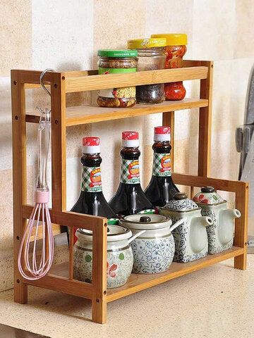 Bamboo Wood Wall, Storage For Kitchen, Herb Jar, Seasoning Rack, Wall Mounted Storage, Small Kitchen Decor, Tiny Kitchen, Wooden Kitchen, Kitchen Rack