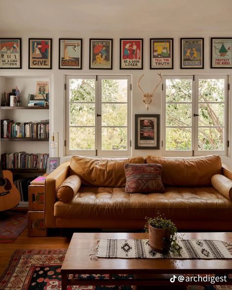 Mountain Eclectic Living Room, Eclectic Mountain Home Decor, Classic Eclectic Living Room, Mountain Eclectic Decor, Rustic Eclectic Home, Mountain Eclectic, Shelf Above Couch, Decor Over Couch, Mountain Living Room