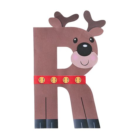 R Is For Reindeer Christmas Craft Kit - OrientalTrading.com Letter R Reindeer Craft, R Is For Reindeer, R Is For Craft, Aa Letter, Christmas Reindeer Craft, Educational Crafts For Kids, Preschool Letter Crafts, Alphabet Crafts Preschool, Alphabet Animals