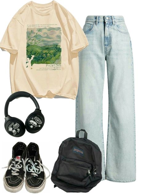 Outfit aesthetic Out casual Aesthetic Comfortable Outfits, Danish Aesthetic Outfit, 2019 Outfits Aesthetic, Masc Outfits For Women School, Outfit Boards Aesthetic, Infp Outfits, Outfit Collage Aesthetic, 90s Retro Outfits, Different Outfit Aesthetics